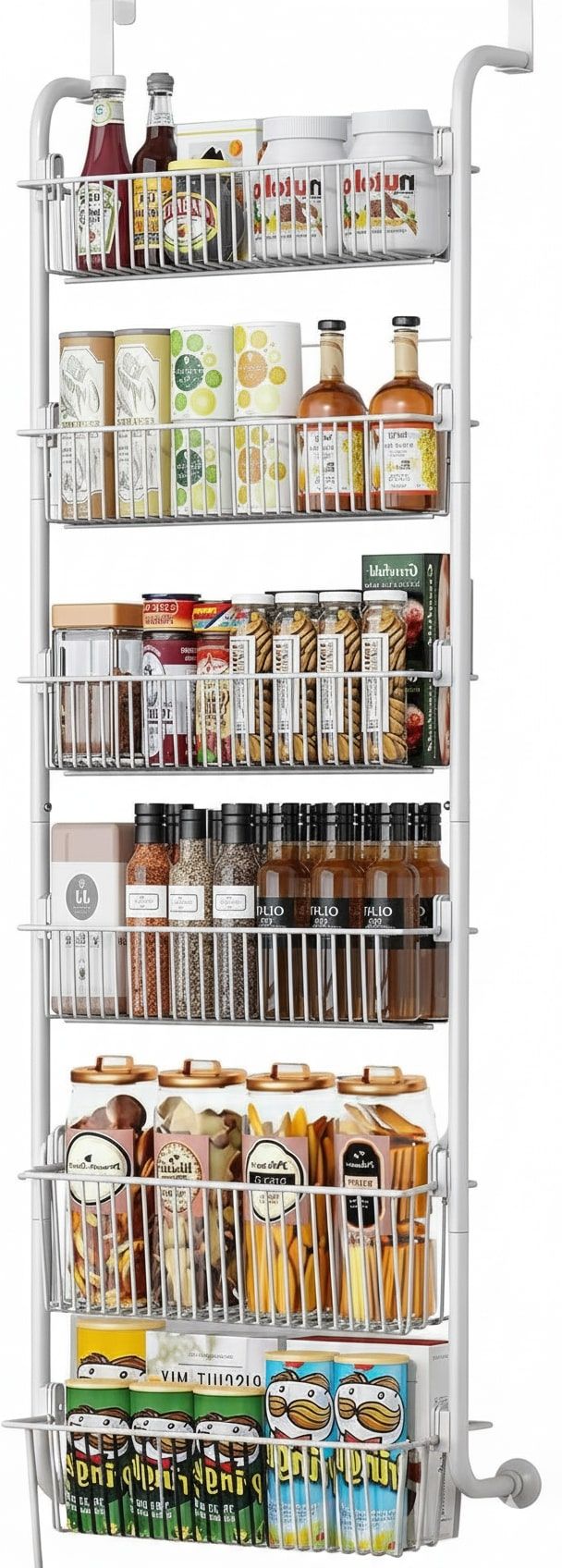 CARLA HOME Over Door Organizer 6 Tier Metal Pantry Storage Rack White
