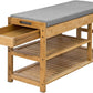 Bamboo Shoe Bench Drawers Lift Top