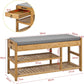 Bamboo Shoe Bench Drawers Lift Top
