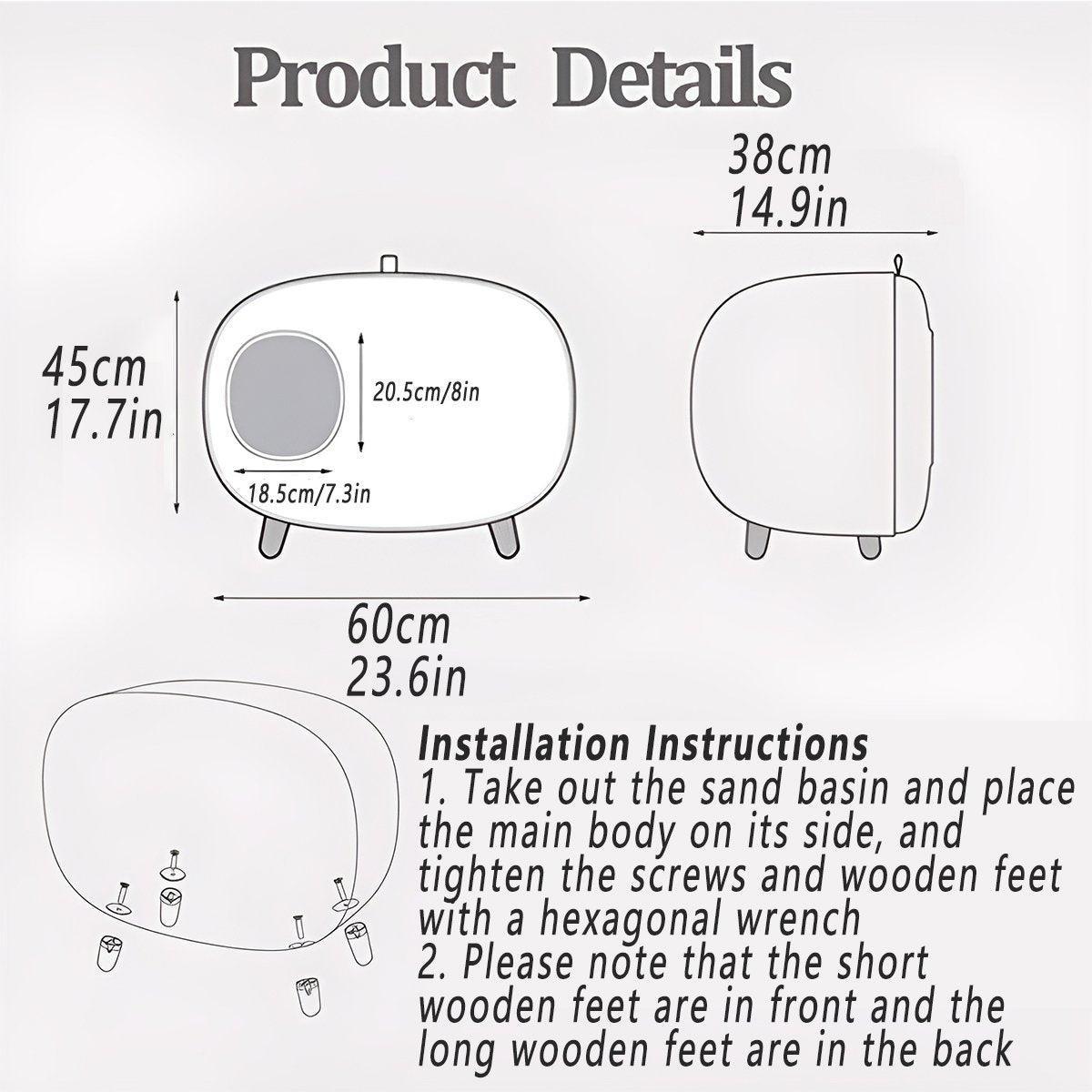 Semi Enclosed Cat Litter Box Drawer Large Cat Toilet with Odour Control Anti Tracking