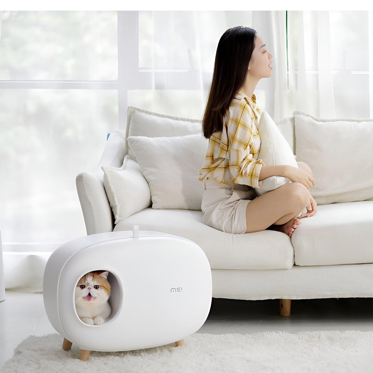 Semi Enclosed Cat Litter Box Drawer Large Cat Toilet with Odour Control Anti Tracking