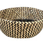 2x ROUND BELLY SEAGRASS STORAGE BASKET Natural Straw Folding - Chevron Black/Natural