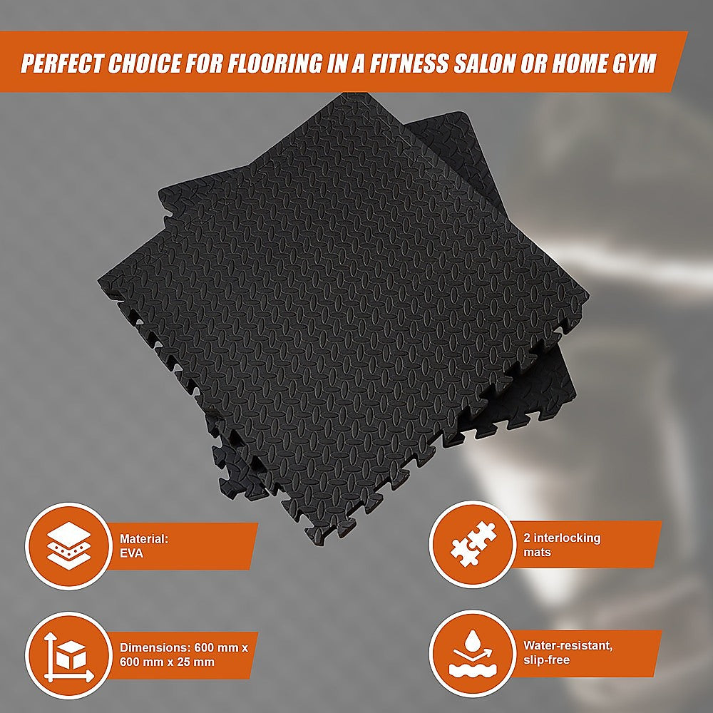 Randy & Travis Machinery EVA Rubber Foam Gym Mat Set 12 Piece 60 x 60 cm 25 mm
