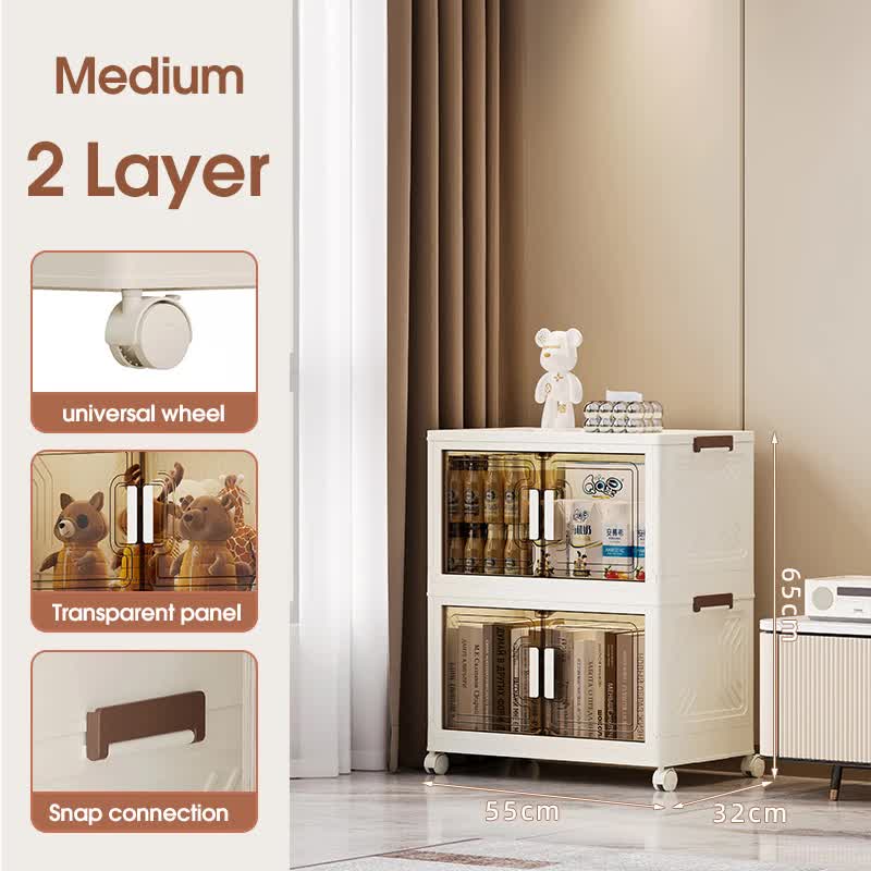 Stackable Storage Boxes with Transparent Doors - Modular Organizer for Home & Pantry
