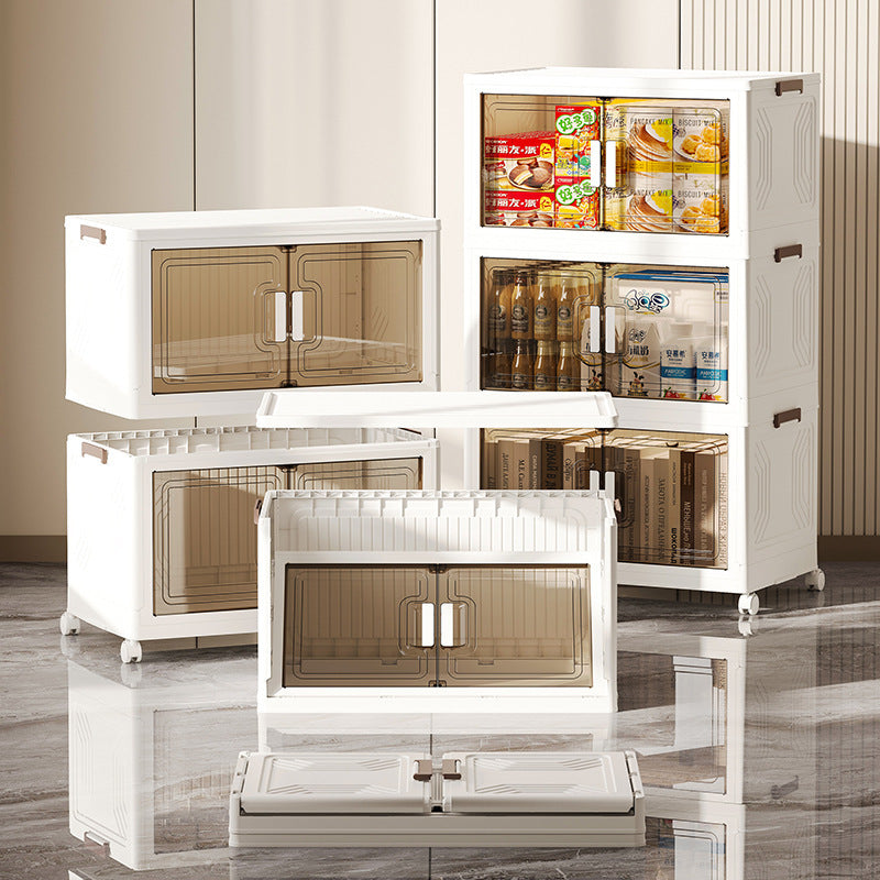Stackable Storage Boxes with Transparent Doors - Modular Organizer for Home & Pantry