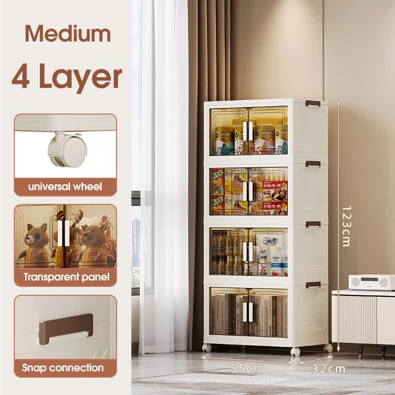 Stackable Storage Boxes with Transparent Doors - Modular Organizer for Home & Pantry