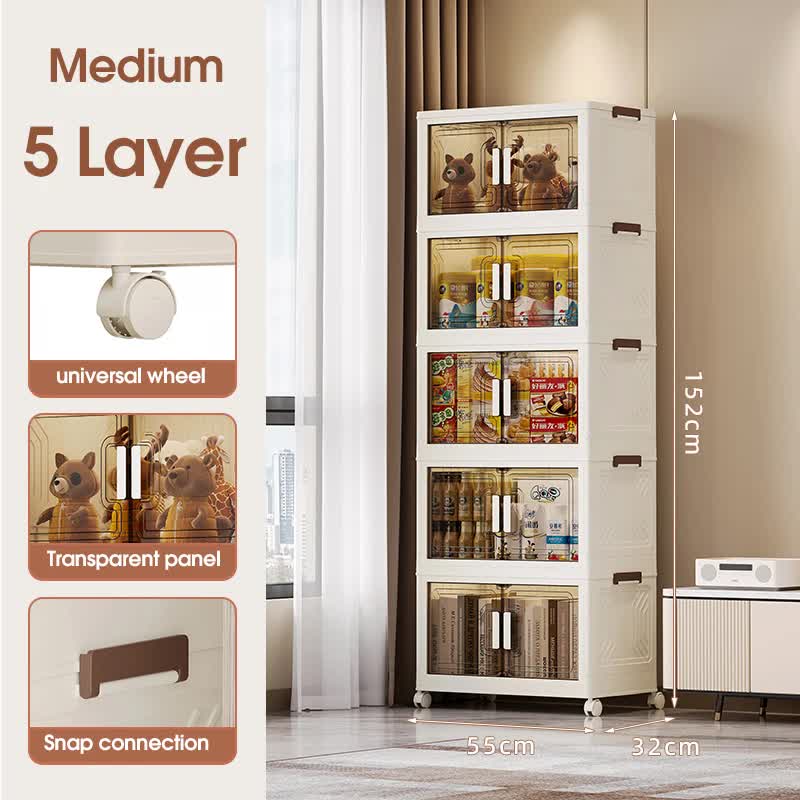 Stackable Storage Boxes with Transparent Doors - Modular Organizer for Home & Pantry