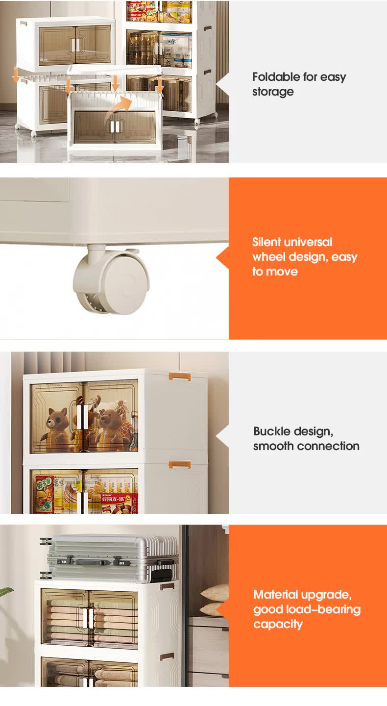 Stackable Storage Boxes with Transparent Doors - Modular Organizer for Home & Pantry