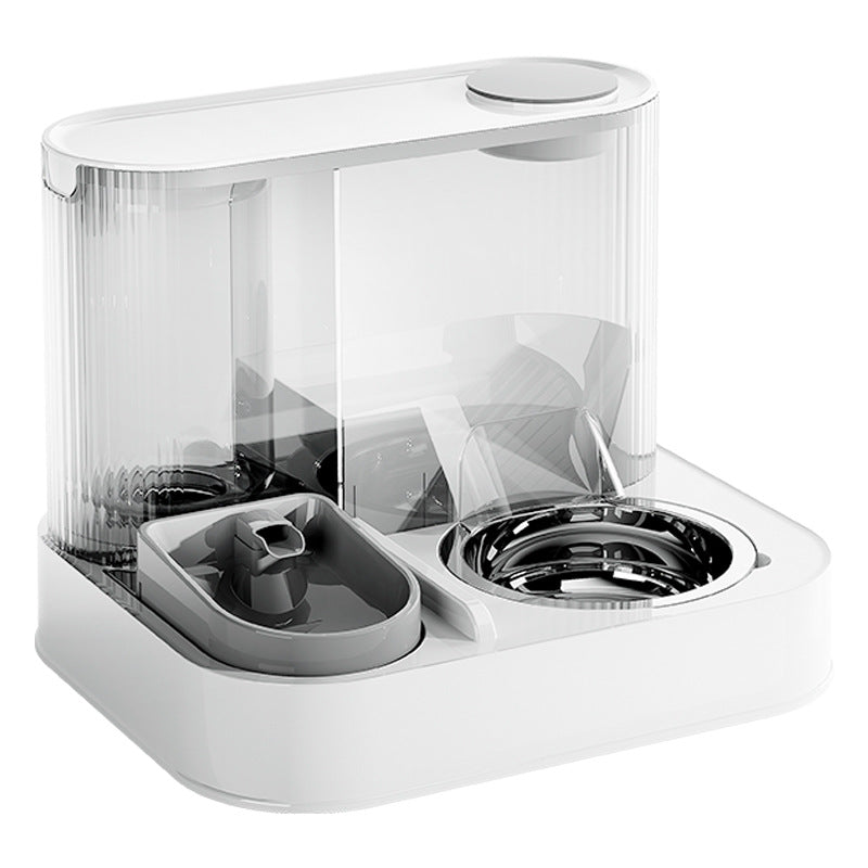 Automatic Pet Feeder and Water Bowl 2 in 1 Cat Feeding Station Stainless Steel Dog Feeder Grey