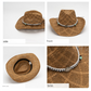 Khaki Handmade Straw Cowboy Hat, Summer Sun Hat, Outdoor Sun Protection, Fits Head Size 58-59cm