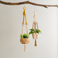 2 pcs Handwoven Plant Hanger-Cotton Rope Hanging Planter with Wooden Rings
