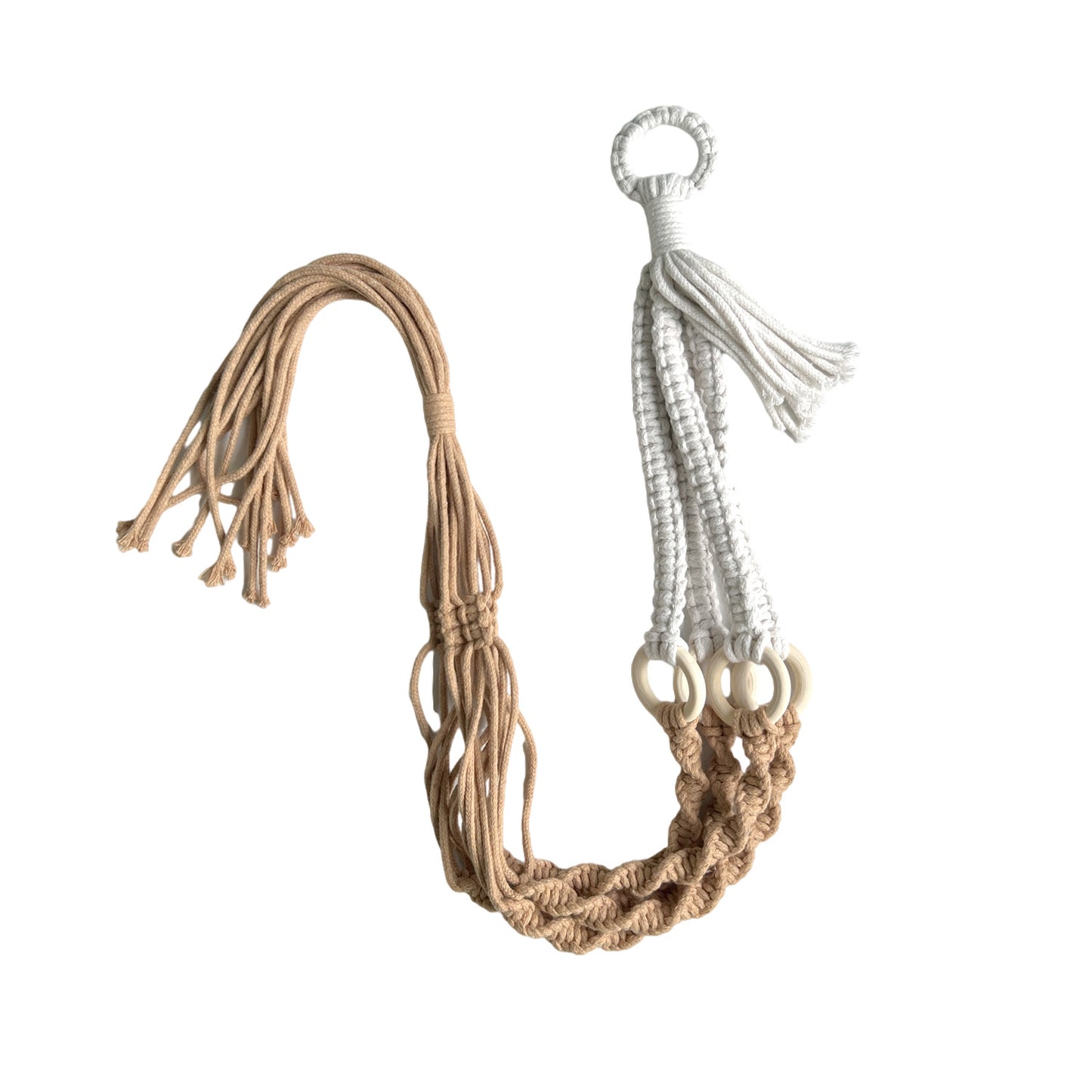 3 pcs Handwoven Plant Hanger-Cotton Rope Hanging Planter with Wooden Rings