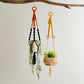 3 pcs Handwoven Plant Hanger-Cotton Rope Hanging Planter with Wooden Rings