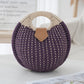Boho Circle Straw Bag - Stylish Woven Tote with Round Handles, Perfect Beach & Market Bag