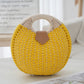 Boho Circle Straw Bag - Stylish Woven Tote with Round Handles, Perfect Beach & Market Bag