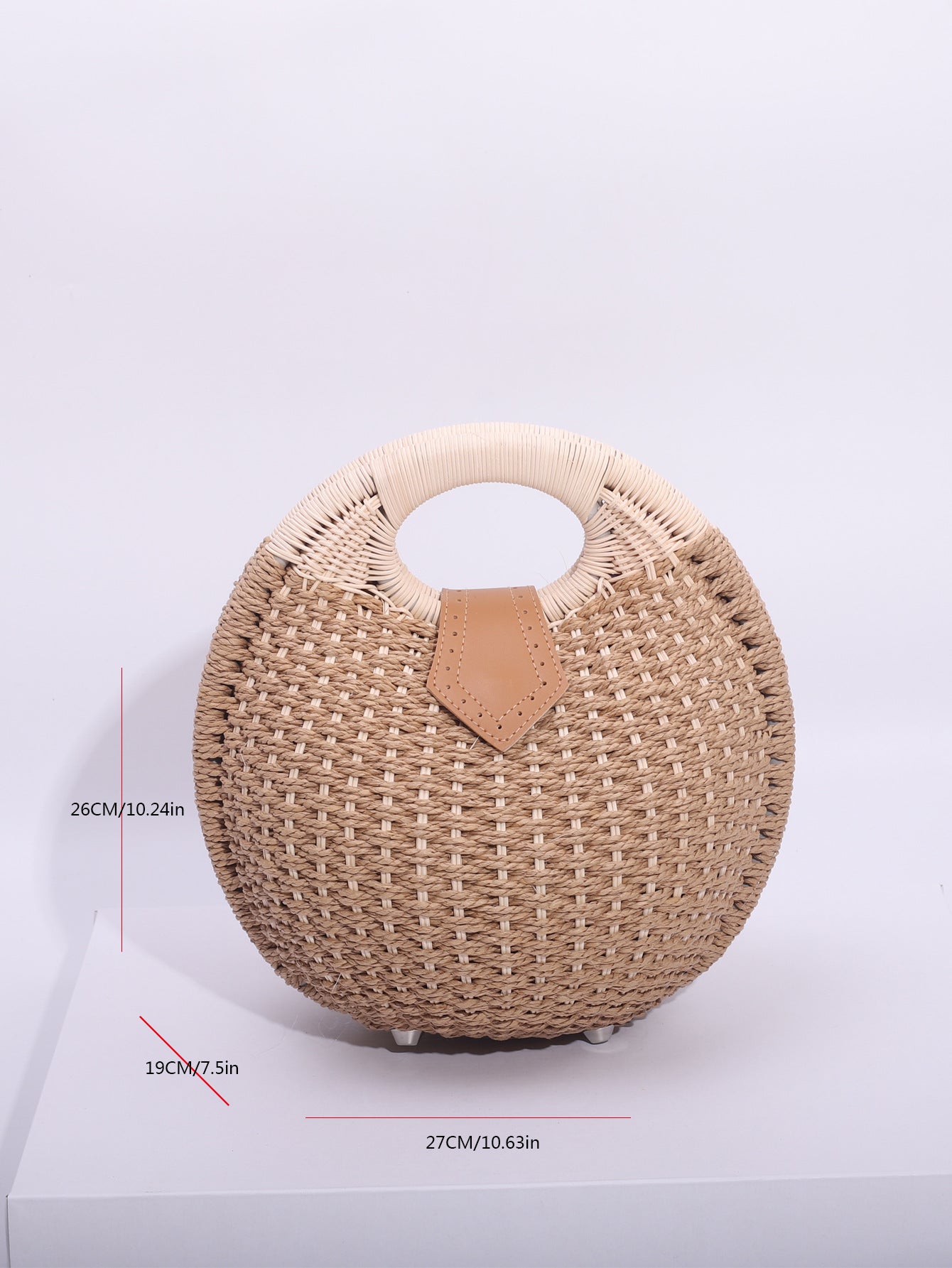 Boho Circle Straw Bag - Stylish Woven Tote with Round Handles, Perfect Beach & Market Bag