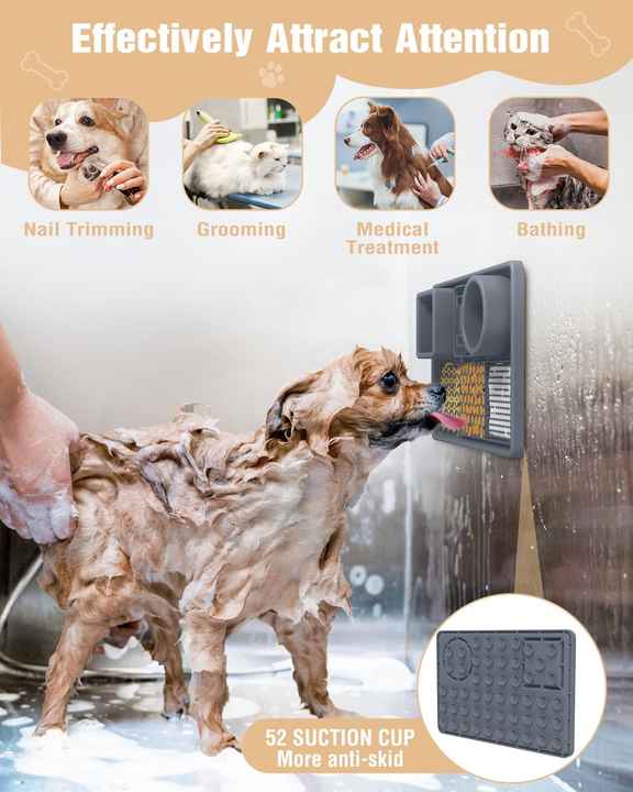 Pet Slow Feeder Lick Mat Silicone Anti Slip Dog Feeding Mat Interactive Treat Mat
