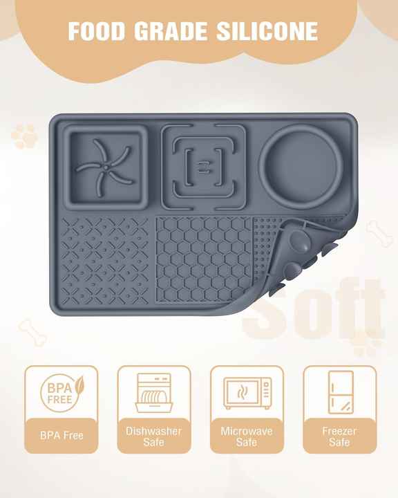 Pet Slow Feeder Lick Mat Silicone Anti Slip Dog Feeding Mat Interactive Treat Mat