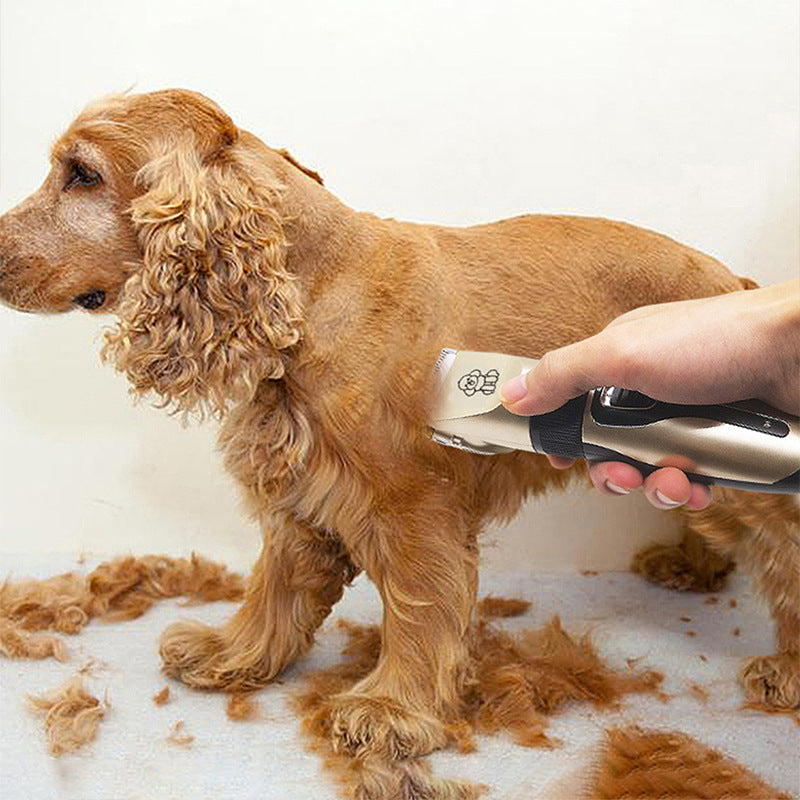 Professional Pet Grooming Hair Clipper Kit Rechargeable Low Noise Dog & Cat Trimmer with Ceramic Blades