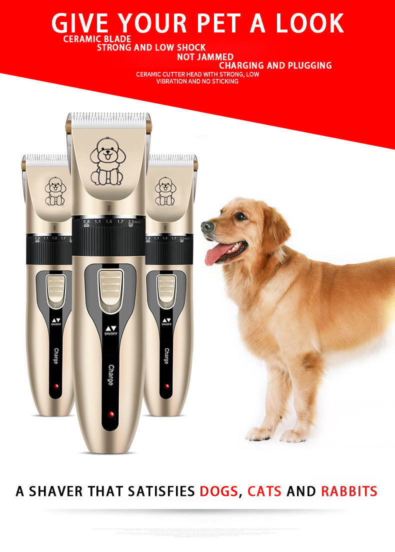 Professional Pet Grooming Hair Clipper Kit Rechargeable Low Noise Dog & Cat Trimmer with Ceramic Blades