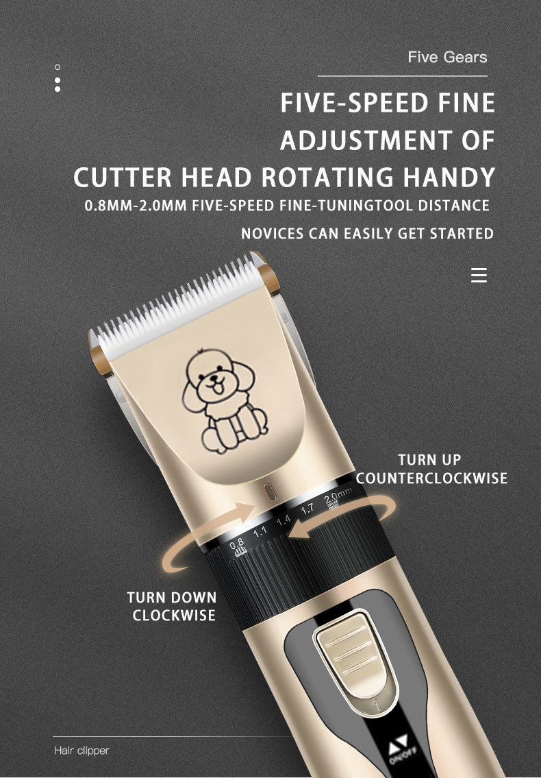 Professional Pet Grooming Hair Clipper Kit Rechargeable Low Noise Dog & Cat Trimmer with Ceramic Blades