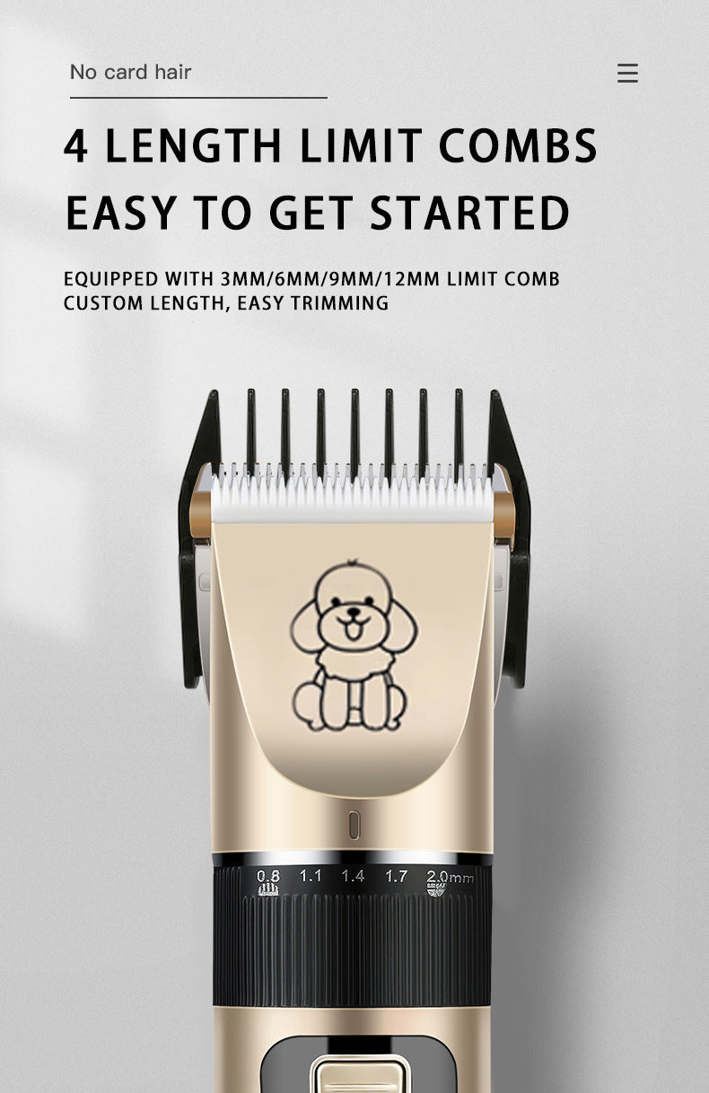 Professional Pet Grooming Hair Clipper Kit Rechargeable Low Noise Dog & Cat Trimmer with Ceramic Blades