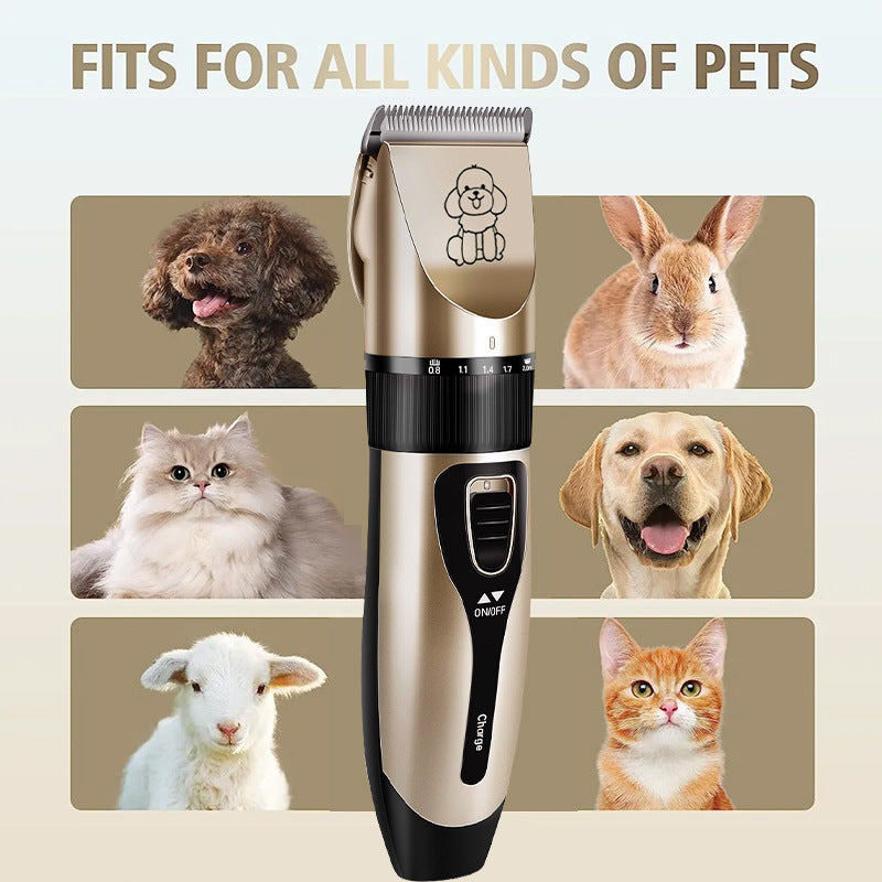 Professional Pet Grooming Hair Clipper Kit Rechargeable Low Noise Dog & Cat Trimmer with Ceramic Blades