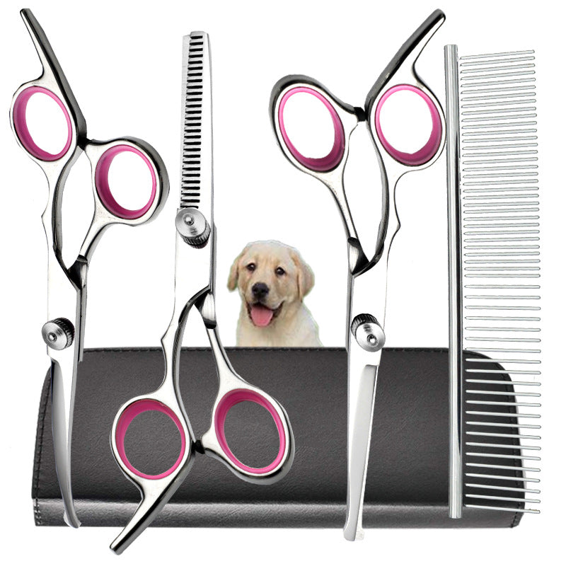 5 Piece Pet Grooming Scissors Kit Stainless Steel Dog & Cat Trimming Set with Thinning Shears