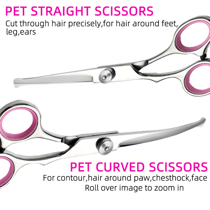 5 Piece Pet Grooming Scissors Kit Stainless Steel Dog & Cat Trimming Set with Thinning Shears