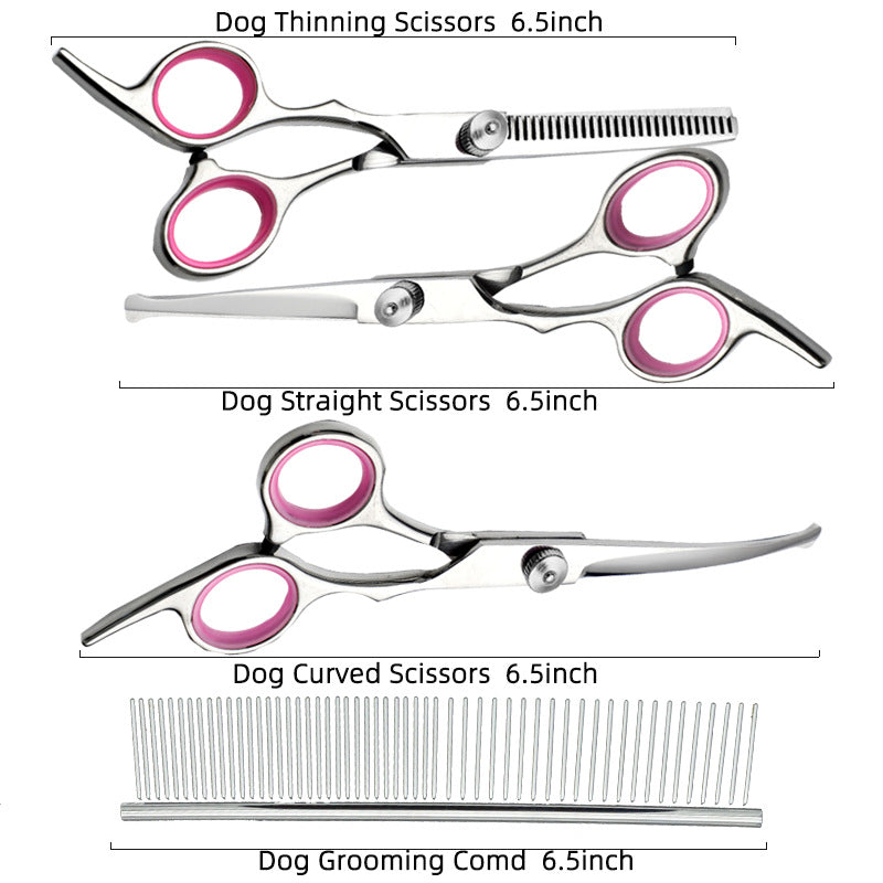 5 Piece Pet Grooming Scissors Kit Stainless Steel Dog & Cat Trimming Set with Thinning Shears