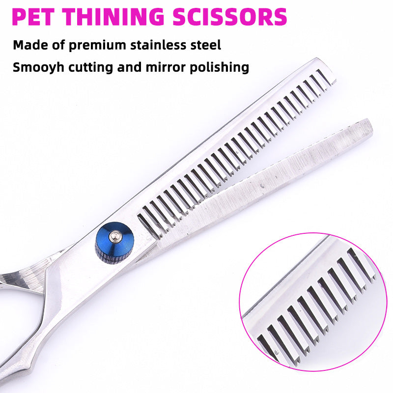 5 Piece Pet Grooming Scissors Kit Stainless Steel Dog & Cat Trimming Set with Thinning Shears