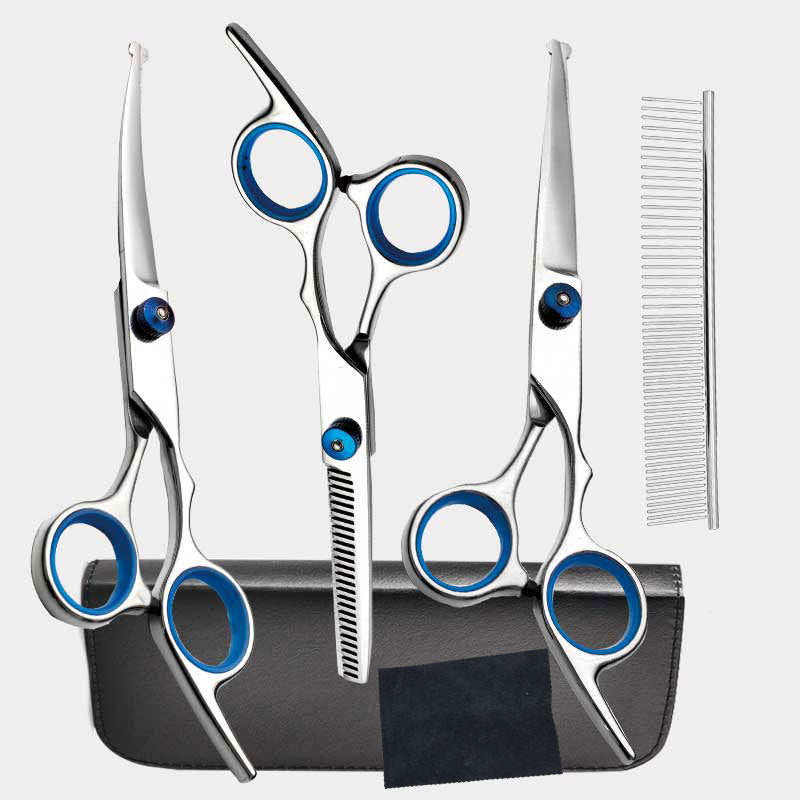 5 Piece Pet Grooming Scissors Kit Stainless Steel Dog & Cat Trimming Set with Thinning Shears