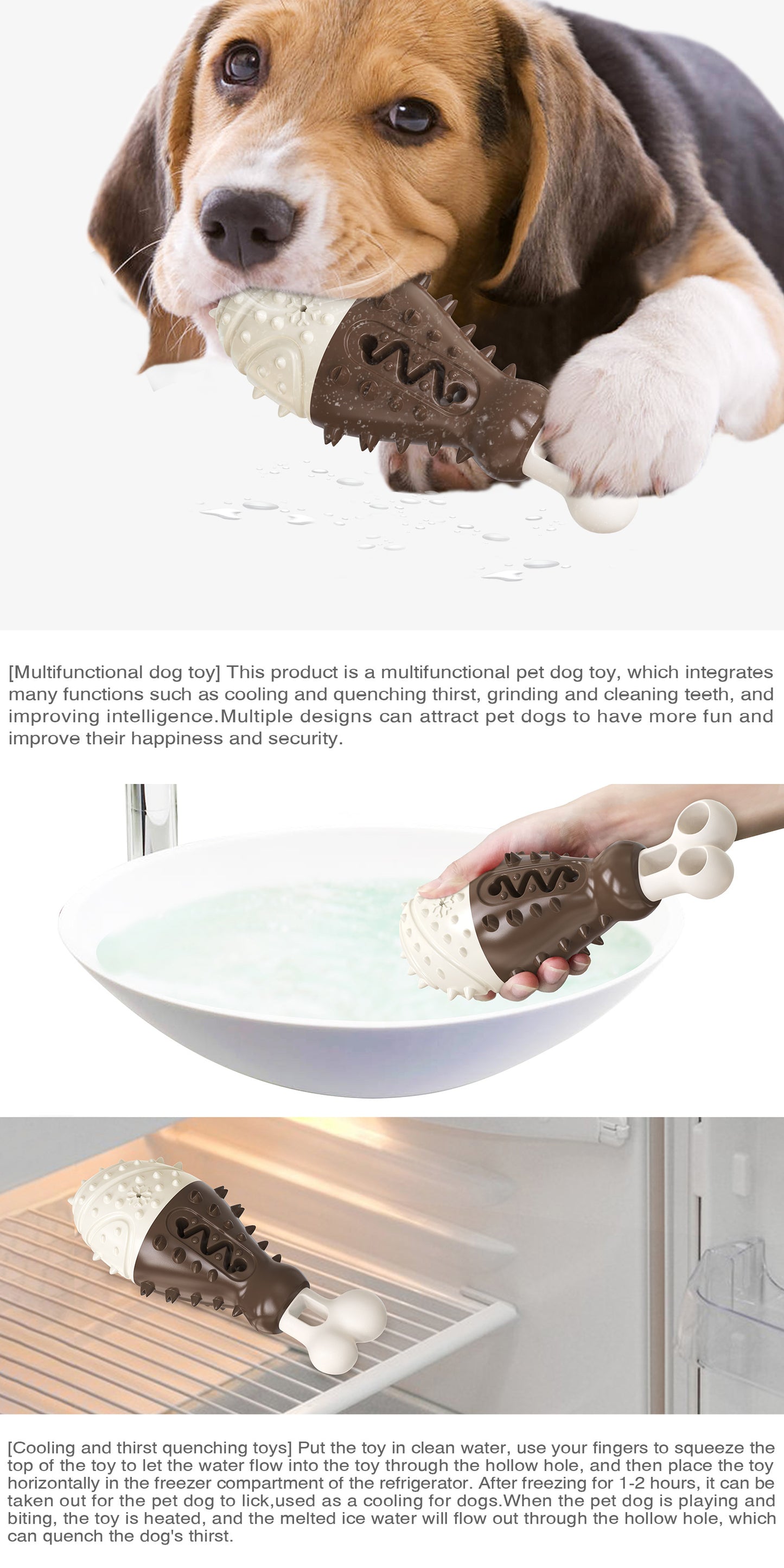 Multifunctional Dog Toy Cooling Chew Toy Dental Cleaning Floating Pet Toy for Dogs