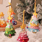 2 Pcs Handmade Crochet Christmas Tree Ornament - Plush Knitted Decoration with Bell