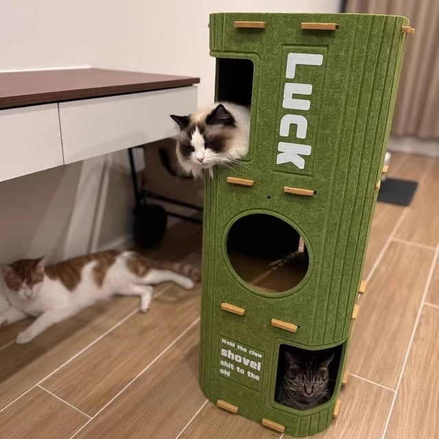 3 Tier Felt Cat Tree Condo Scratch Resistant Cat Tower Indoor Cat Hideout Furniture