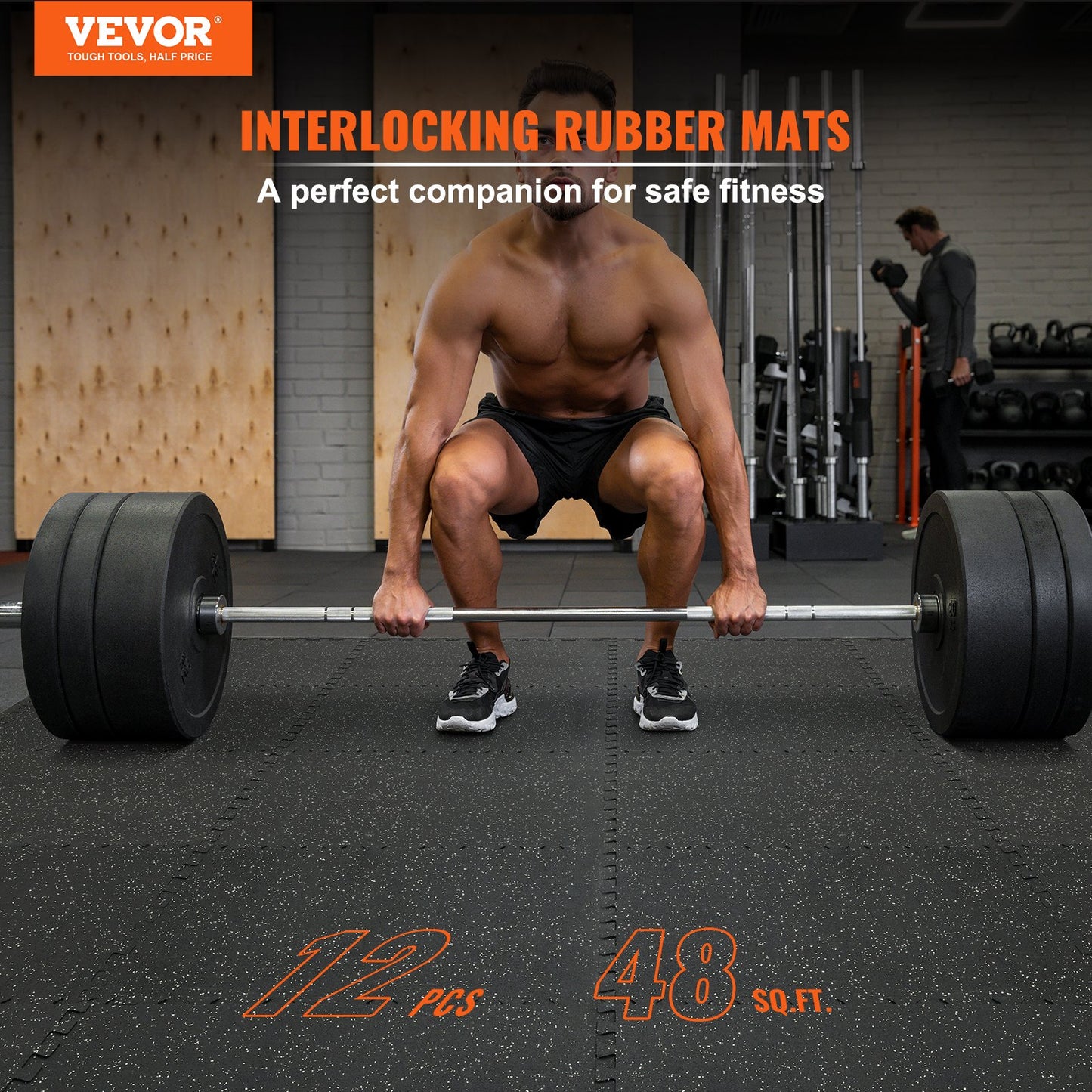VEVOR EVA Gym Floor Mats 12 Piece 14 mm Interlocking Fitness Flooring Set