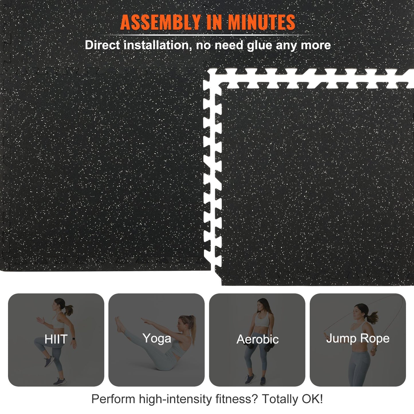 VEVOR EVA Gym Floor Mats 12 Piece 14 mm Interlocking Fitness Flooring Set