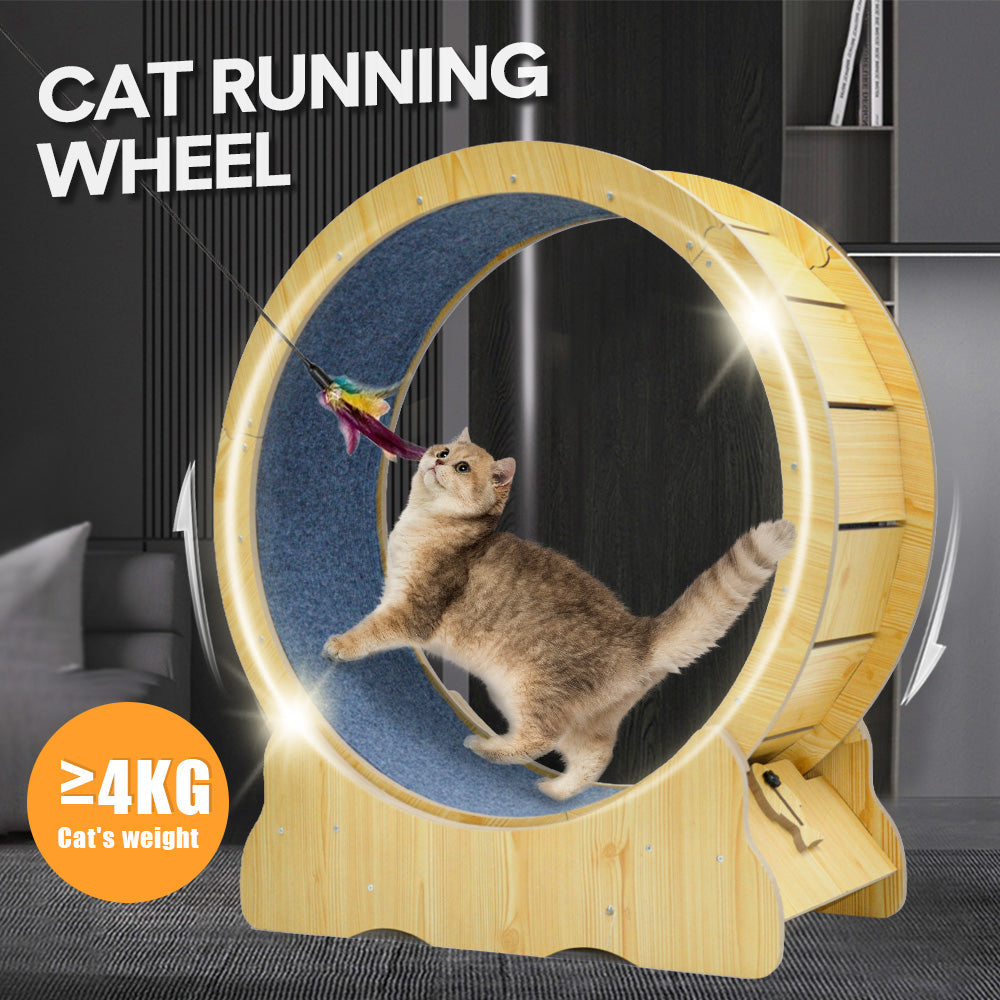 Cat Running Wheel Cat Running Wheel Ultra-Quiet Treadmill Exerciser Scratcher with Anti-Slip Carpet Detachable Runway and Safety Latch Cat Sport Runner Toy