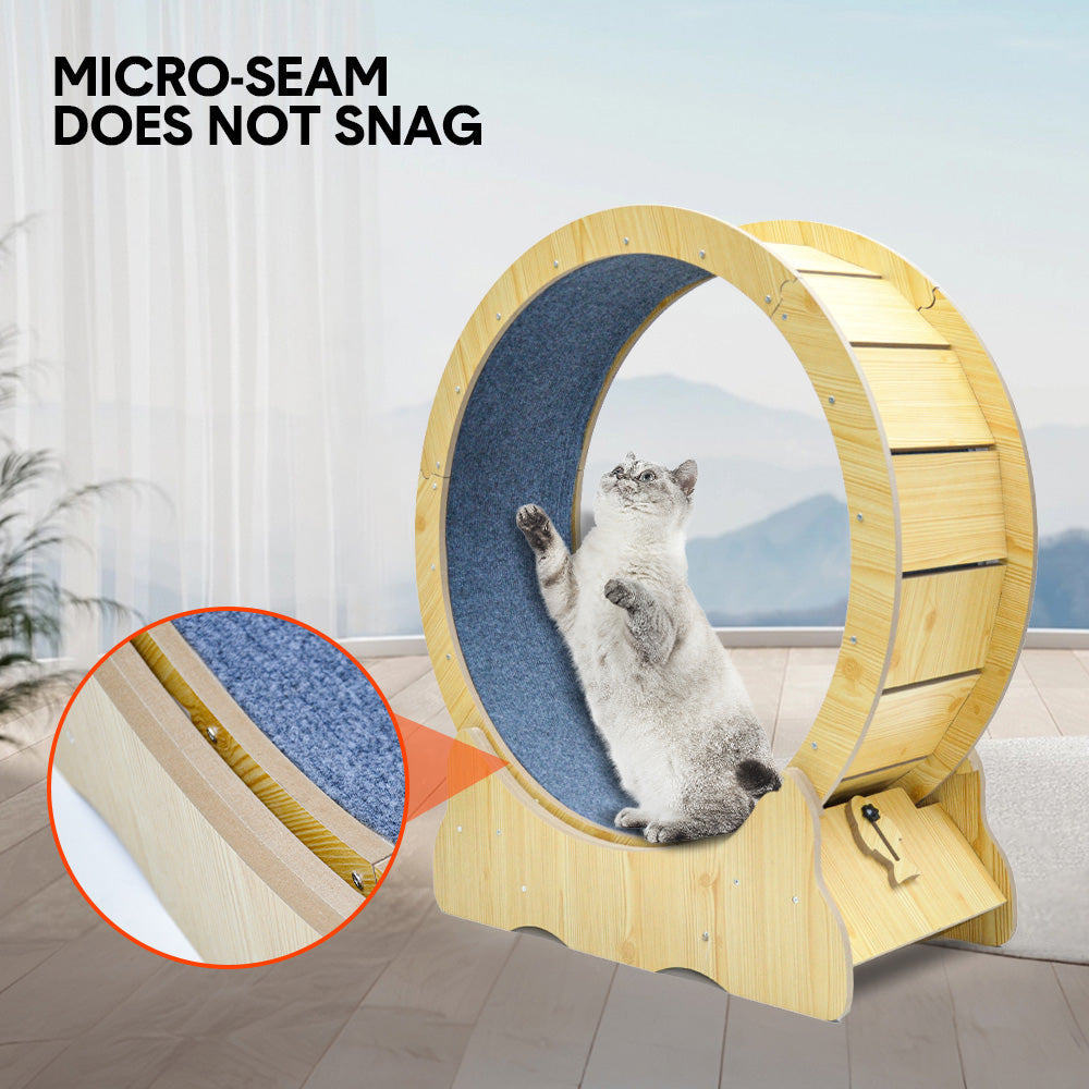 Cat Running Wheel Cat Running Wheel Ultra-Quiet Treadmill Exerciser Scratcher with Anti-Slip Carpet Detachable Runway and Safety Latch Cat Sport Runner Toy