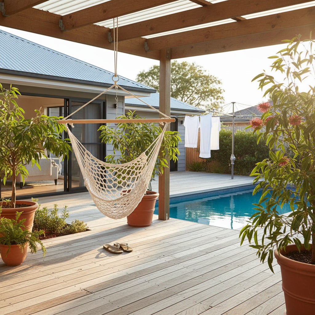 Gardeon Hammock Chair Outdoor Hanging Camping Mesh Indoor Cream